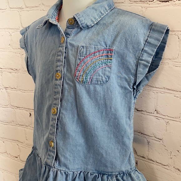 Cat & Jack Chambray Denim Dropwaist Rainbow Dress - Picture 2 of 5
